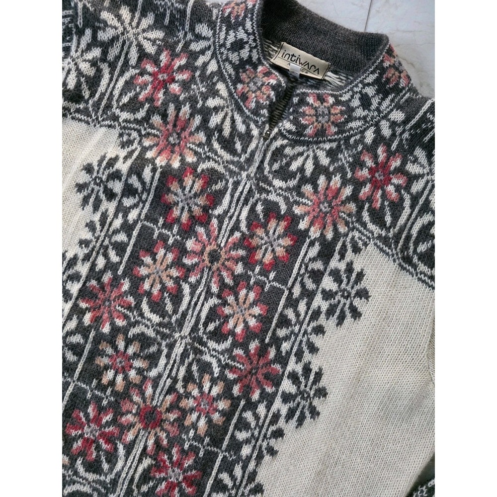 Vintage Intiwara Women's 100% Alpaca Cardigan Nordic XL Full Zip - Picture 6 of 15